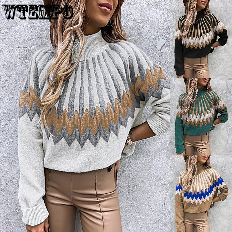 

Thick Warm Women Turtleneck Sweaters Winter Printed Long Sleeve Loose Pullovers Female Casual Knitted Tops Jumpers Knitwear