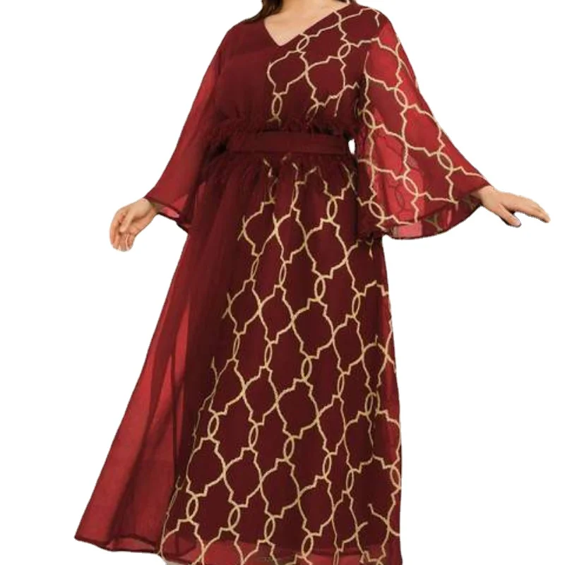 

Women Large Elegant Maxi Dresses 2022 Luxury Designer Lace Oversize Long Muslim Party Evening Festival Clothing L- 4XL