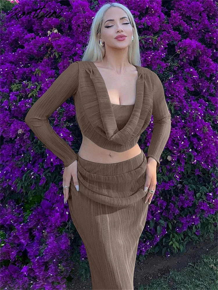 Kontturi летний повседневный комплект из двух предметов в рубчик Женская одежда