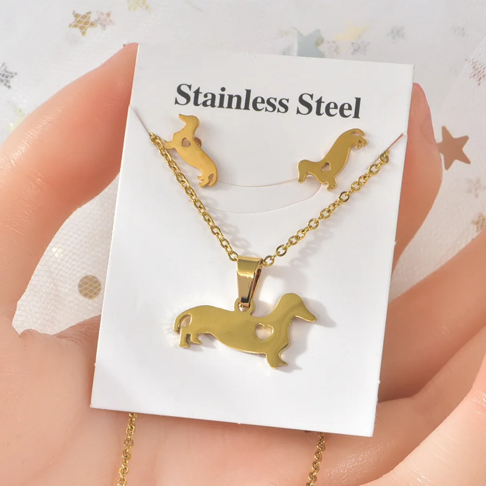 

1-27 Style New Animal Flower Butterfly Pendant Stainless Steel Necklace For Women Gold Color Necklaces Earrings Jewelry Set Gift