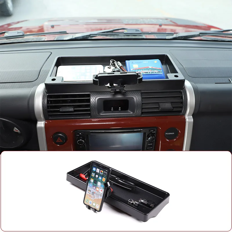 

For Toyota FJ Cruiser 2007-2021 ABS Black Central Control Dashboard Phone Holder Storage Box Phone Holder Tray Car Accessories