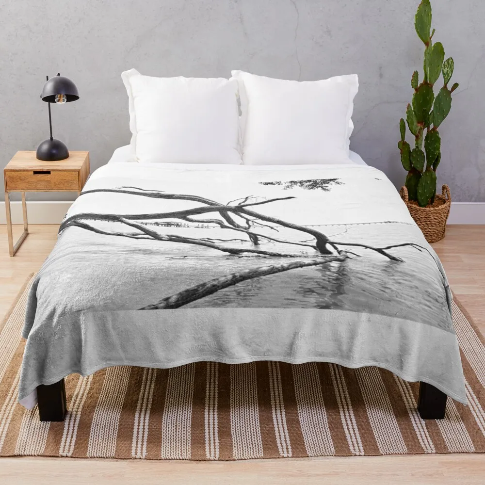 Fort Fremont Beach Beaufort Южная Каролина Driftwood черно-белое одеяло декоративные одеяла для