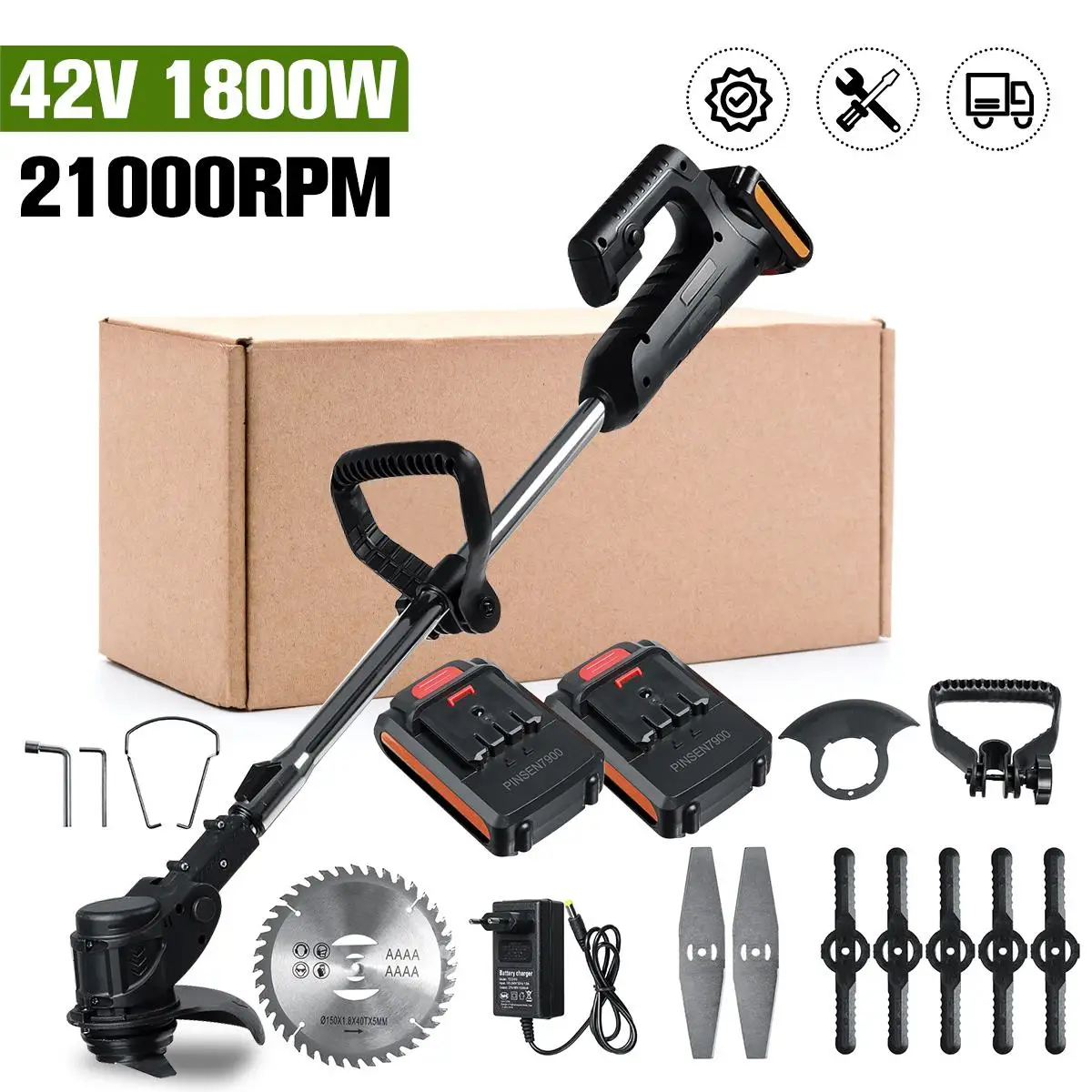 

88V 1000W Electric Lawn Mower Li-ion Cordless Grass Trimmer Pruning Garden Tools Compatible For Makita With 2 Li-Ion Battery