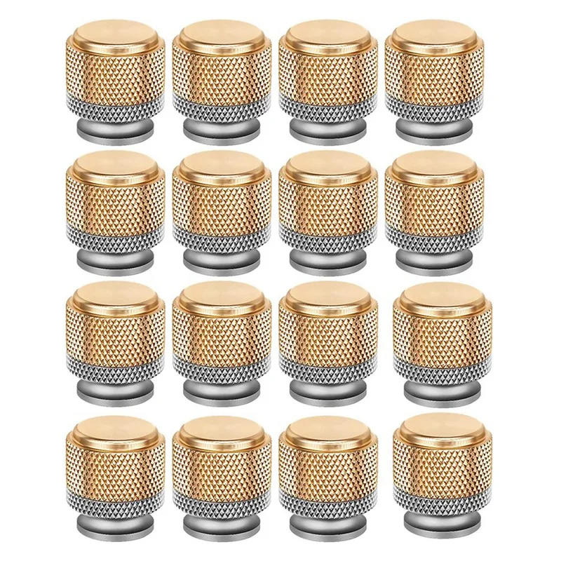 

16 Pack Aluminum Dresser Knobs Gold And Gray Cabinet Handles With Diamond Pattern