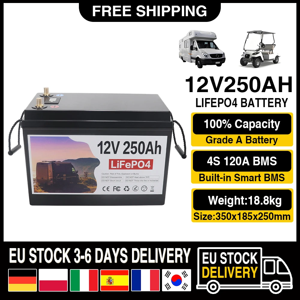 12 В 6000 Ач LiFePo4 аккумуляторная батарея встроенные BMS литиевые железо-фосфатные