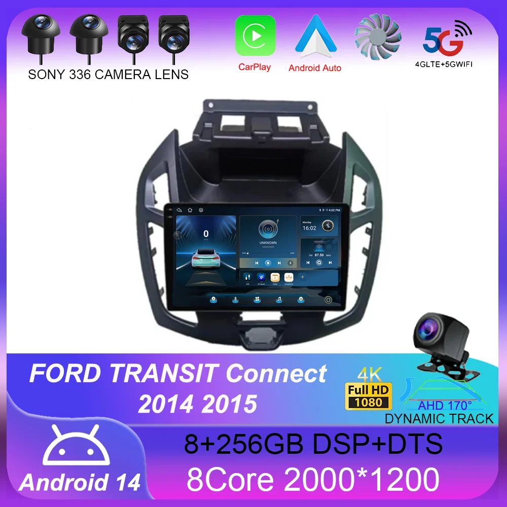 9-дюймовое радио Android 14 Audio для FORD TRANSIT Connect 2014 2015 CarPlay WITSON multimedia Automotivo GPS WIFI BT DSP