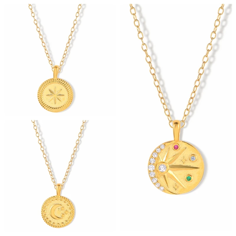 

Viny Moon Light Star Color Necklace For Women 925 Sterling Silver Jewelry Charming Pendant Chain Choker Bijoux Collar Joyero