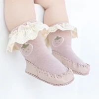 autumn winter baby girls socks shoes newborn baby flower socks infant baby socks anti slip soft cotton floor sock shoes
