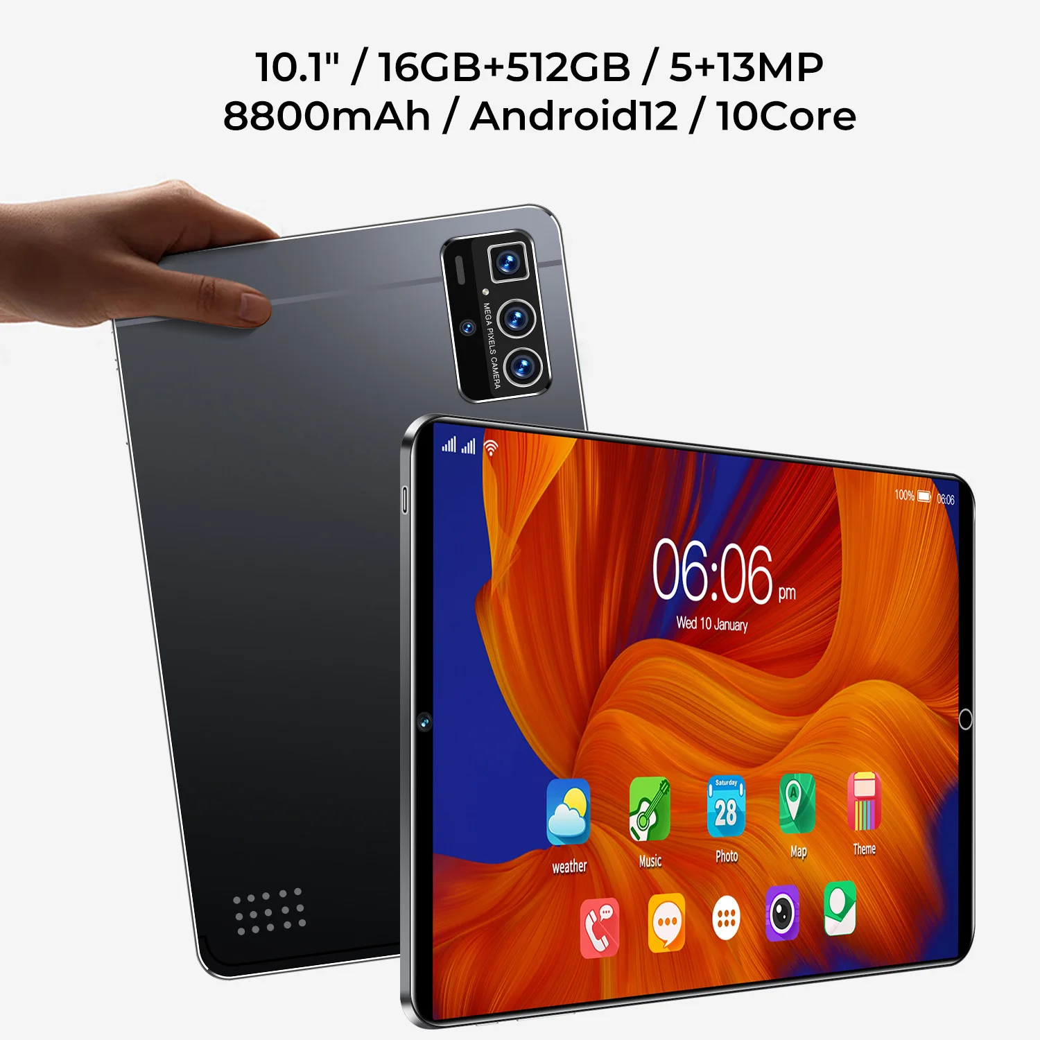 

Global Version Pro 14 Android Tablet 10.1 inch HD 16G+512GB Tablette 5G Dual SIM Card or WIFI Google Play Tablets PC For Work