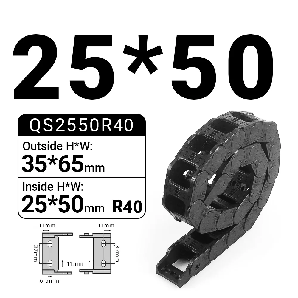 Фото Комплект кабельных цепей BulkMan3D QS25x50 R40: Неразъемляемый пластиковый кабельный канал для кабельной цепи, цепь для управления проводами для станков с ЧПУ Ultimate Bee №3