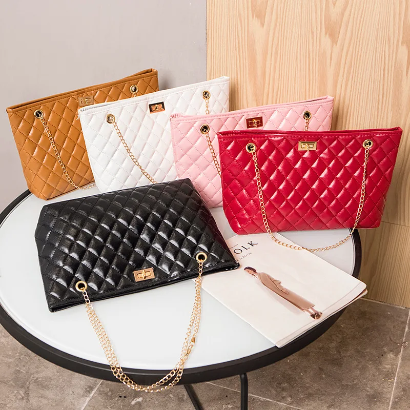 

2022 New Women Japanese Korean Fashion Rhombus Chain Crossbody Bag Large Capacity Shoulder Messenger Bag Tote Lady Handbag