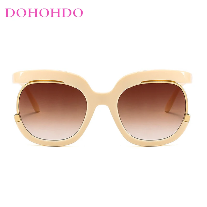 Модные индивидуальные круглые солнцезащитные очки большого размера для женщин и