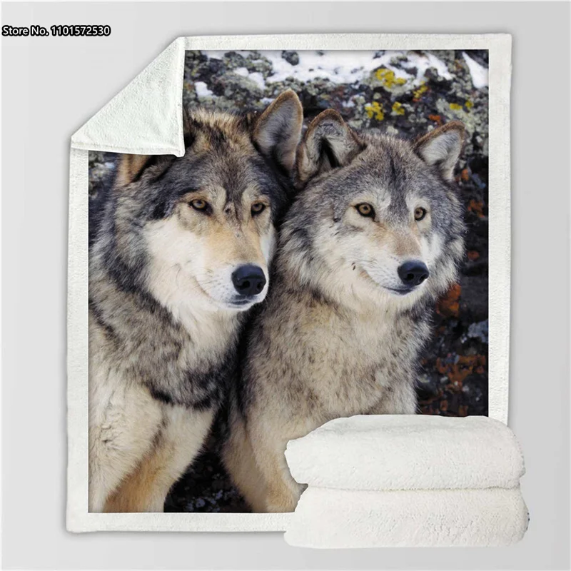

Creative 3D Digital Printed Animal Design Single Layer Flannel Double Layer Thick Lamb Down Warm Soft Bedroom Office Blankets