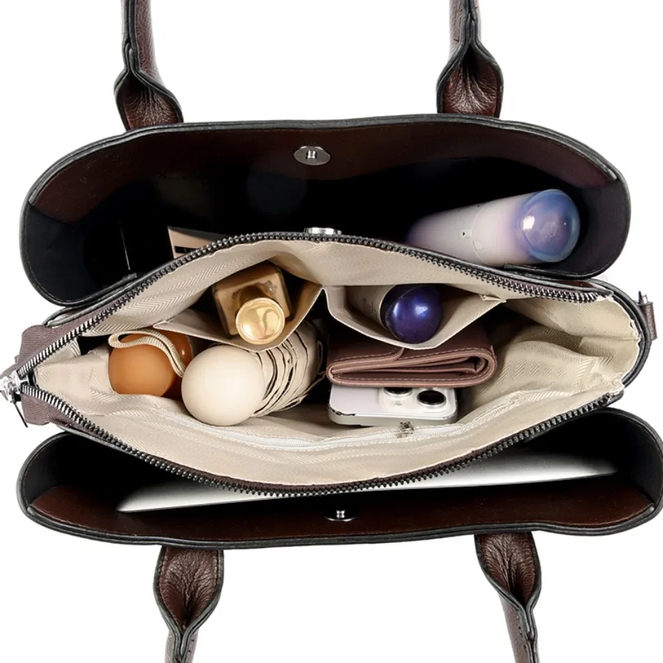 Набор из 3 предметов винтажная женская сумка-тоут высококачественные кожаные