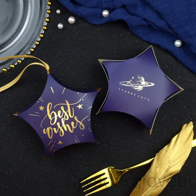 

New five-pointed star wishing star hand-carry wedding candy box starry sky purple Box Party packaging/Wedding Favours candy Box