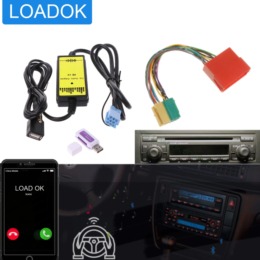 

8pin Car Bluetooth 5.0 AUX Handsfree Audio USB AUX Adapter MP3 3.5mm Interface CD Changer Cable For Audi A2 A4 A6 S6 A8 S8
