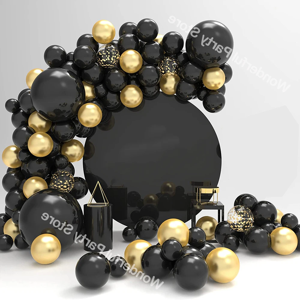 

100Pcs Black Balloon Garland Kit Arch Metal Gold Confetti Latex Balloons Wedding Bridal Baby Shower Birthday Party Decorations