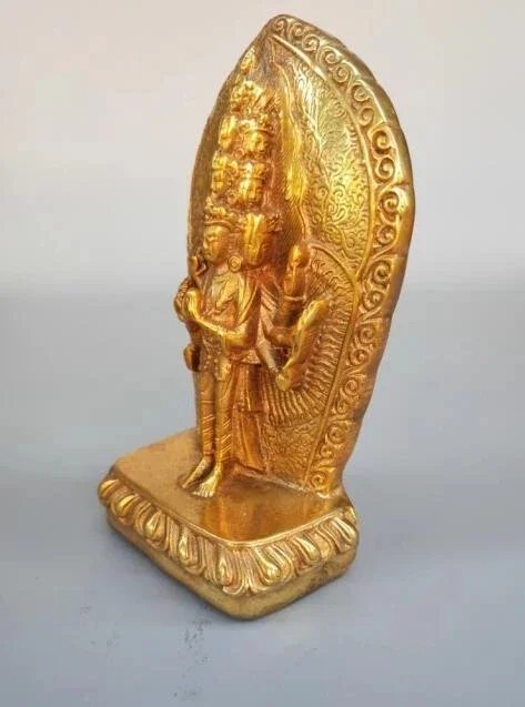 Китайская чистая латунь тысяча гуаньинь маленькая статуя Будды