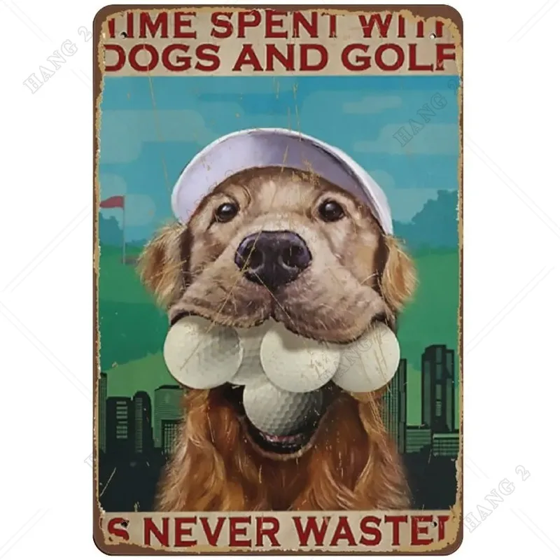 

Time Spent with Dogs and Golf Is Never Wasted Poster Dog and Golf Wall Art Dog Lover Gift Golf Wall Art Funny Golden Dog