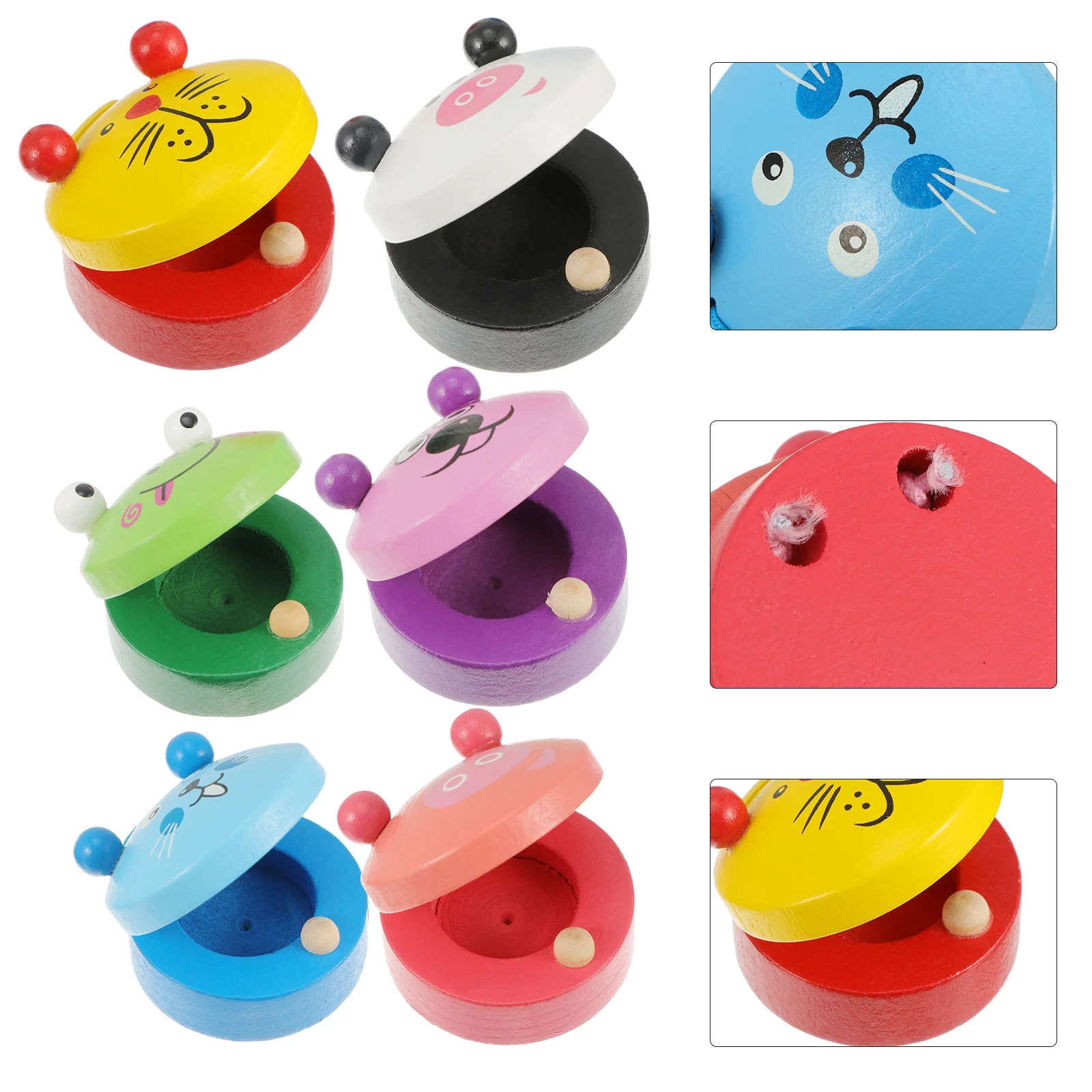 

6 Pcs Wooden Castanets Instrument Puzzle Toy Orff Toddler Instruments Percussion Music Kids Cartoon Musical Birthday Present