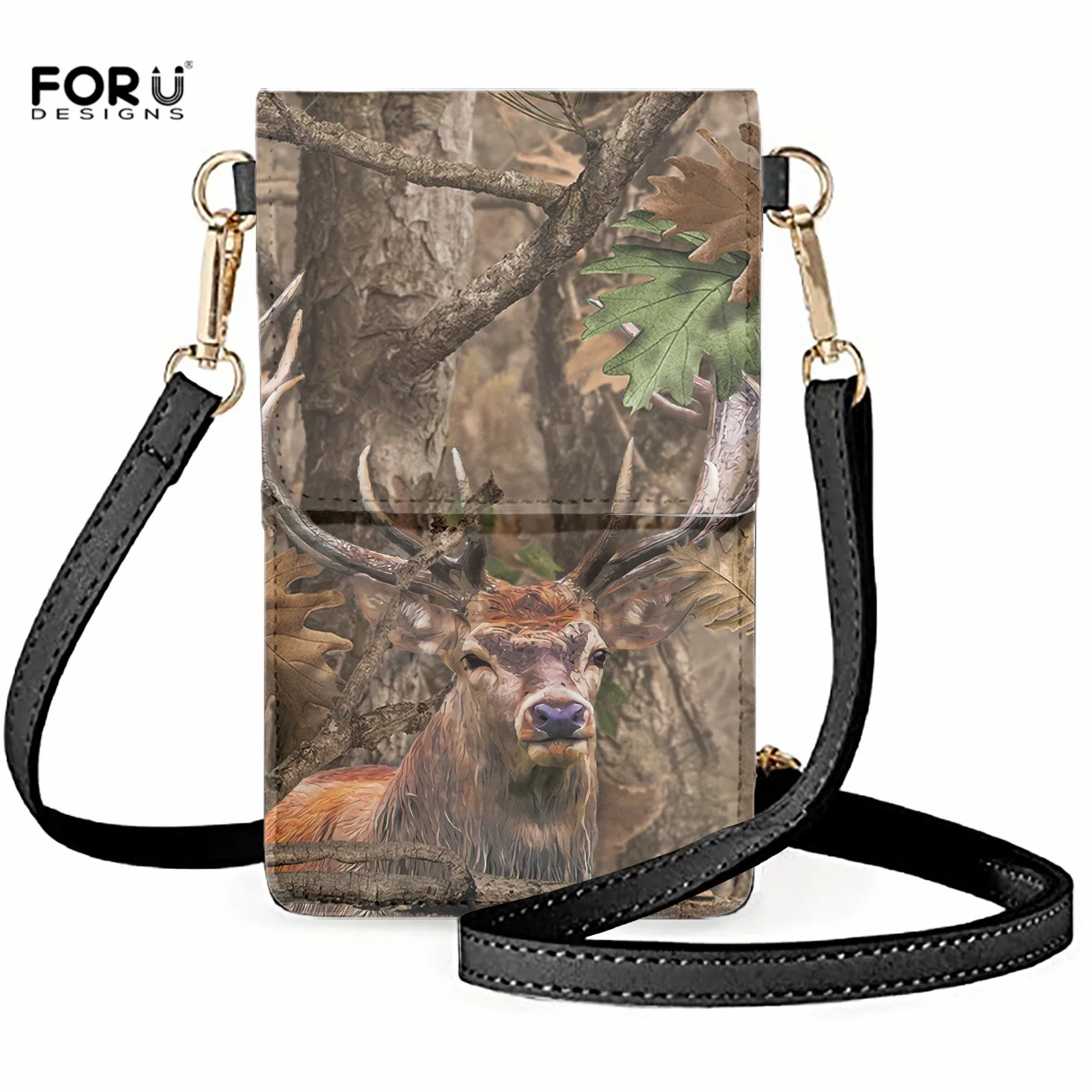 

Women Touch Screen Purse Camouflage Deer Print Crossbody Bags Leather Shoulder Bags Phone Wallets Card Holder for Female Ladies