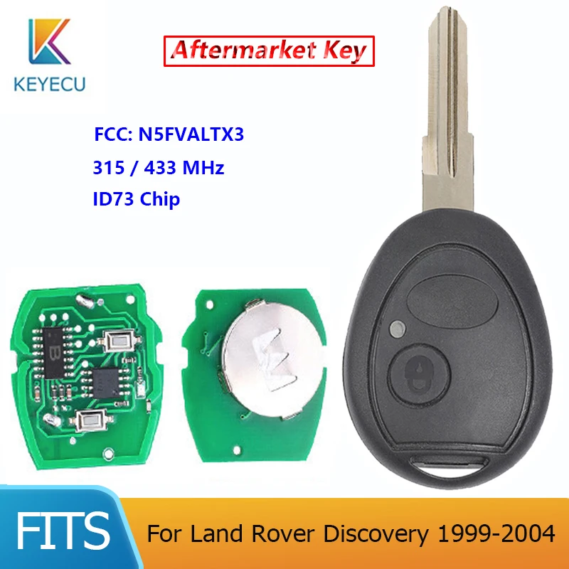 

KEYECU для Land rover Discovery 1999-2004, N5FVALTX3, 2 кнопки, 315 МГц/433 МГц, чип ID73, умная справочная информация