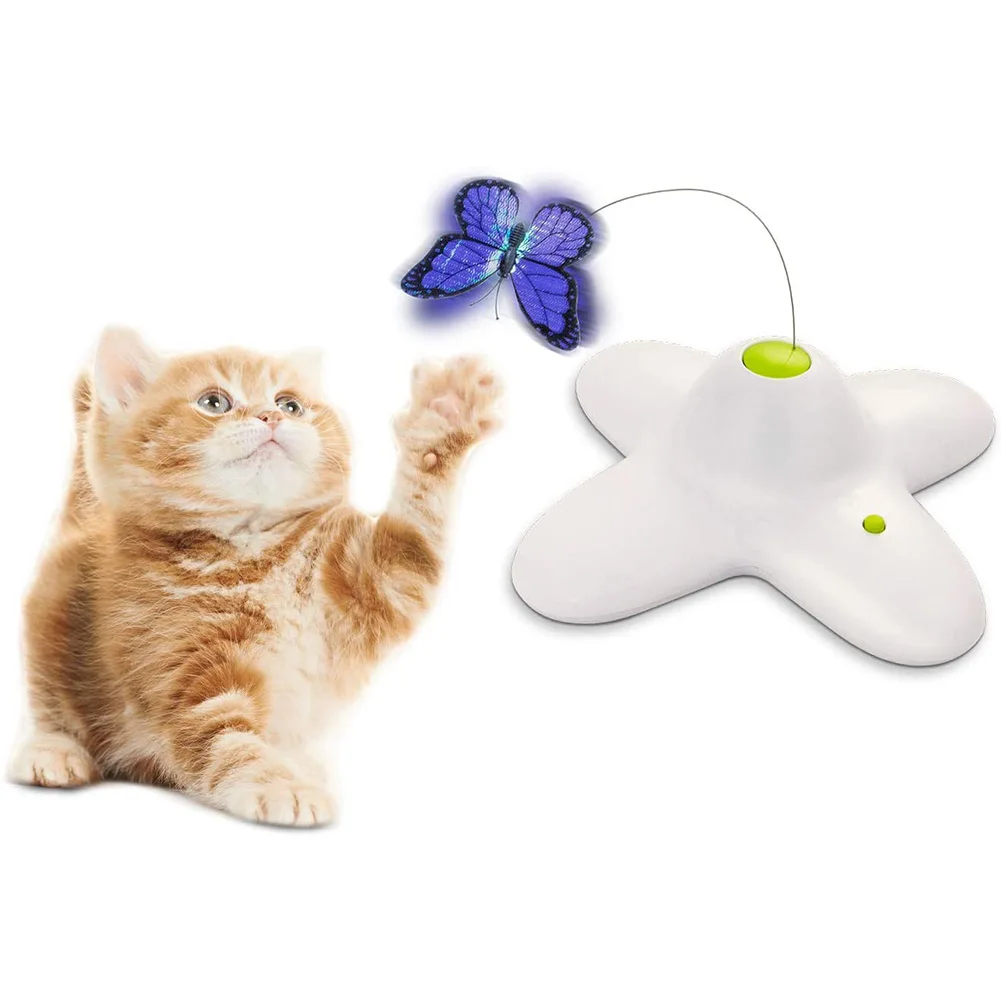 

Automatic Cat Toy 360 Degree Rotating Motion Activated Butterfly Lucky Cats Interactive Flutter Bug Puppy Pet Flashing Toys