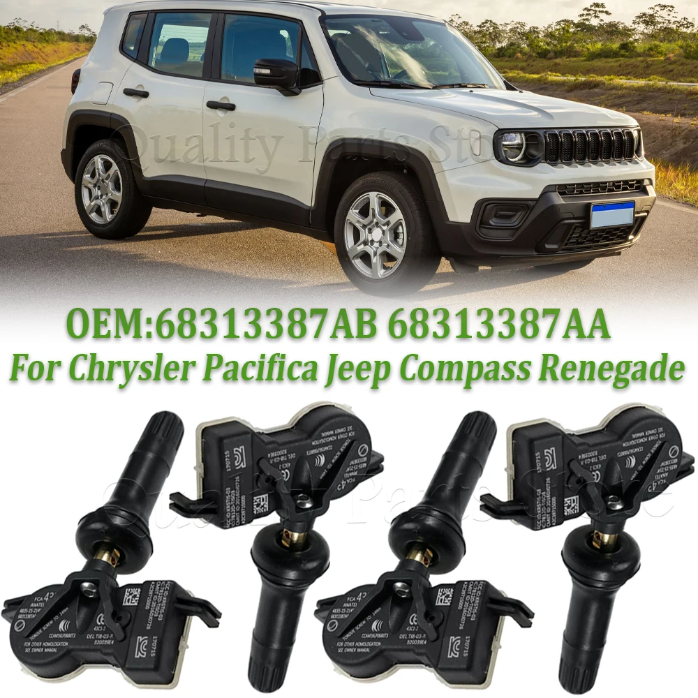 Фото НОВАЯ система датчиков контроля давления в шинах TPMS 433 МГц 68105280 AF для Chrysler Pacifica Jeep Compass Renegade 68313387 АБ 53305555 №1
