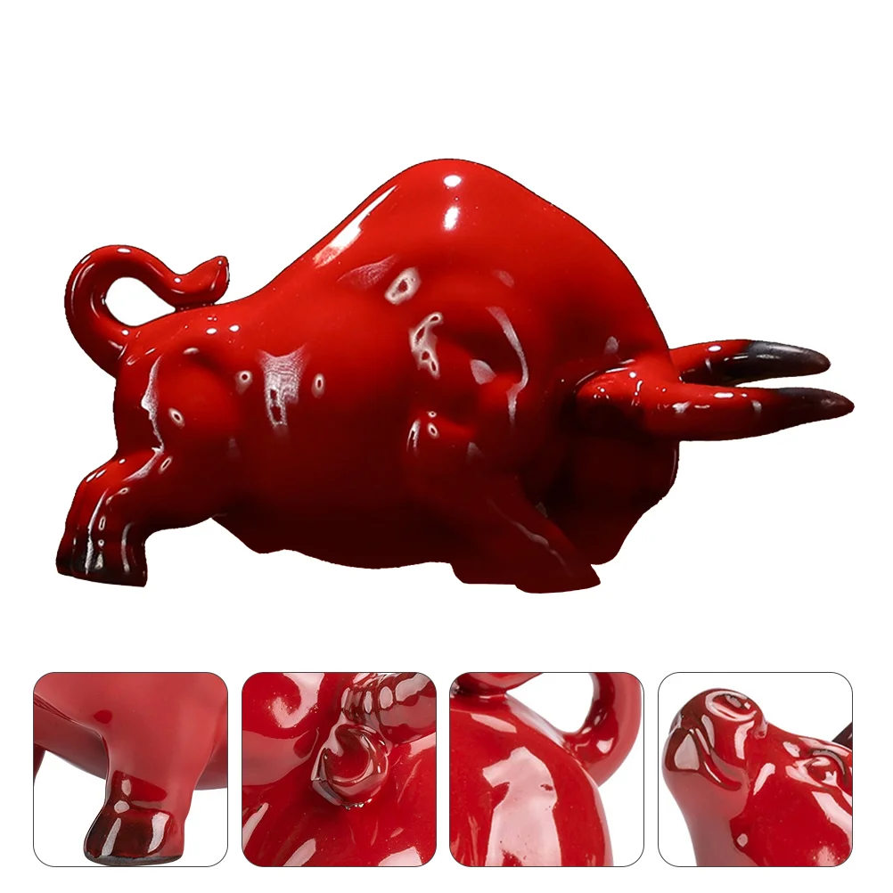 

Bull Ox Ceramic Wall Street Zodiacstatue Cattle Year New Miniature Ornament Sculpture Figurine Fengshui Figurines Brass Wealth