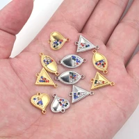 5pcslot rhinestones stainless steel heart oval gold charm connector for bracelet necklace jewelry making supplies accessories