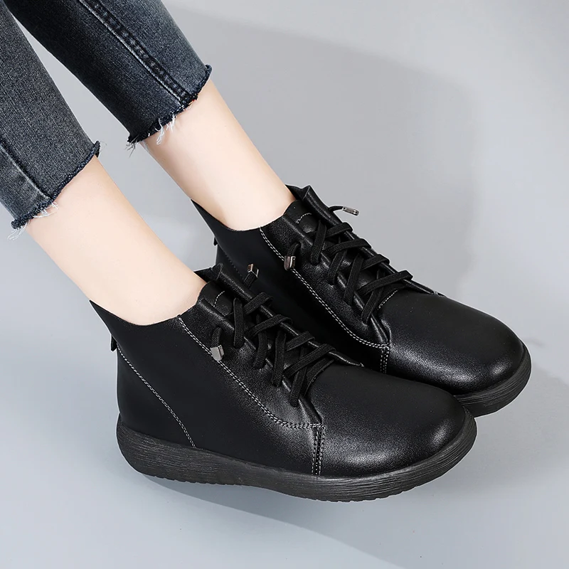 Microfiber Leather Soft Soled Women's Short Women's Boots Versatile 2023 Spring New Mid Top British Style Casual Board Shoes