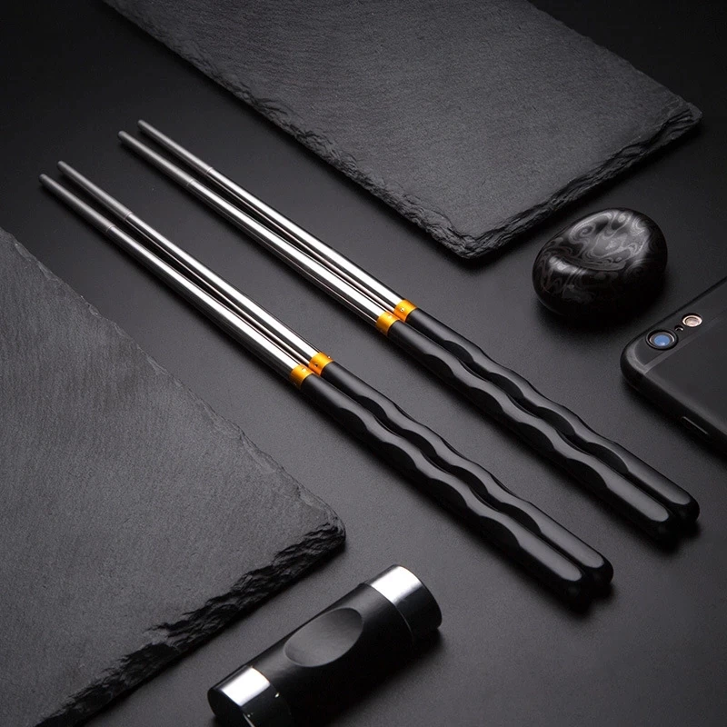 

5Pairs /Set Reusable Non-Slip Stainless Steel Chopsticks Tableware Dinning Japanese Chopstick Sushi Food Sticks