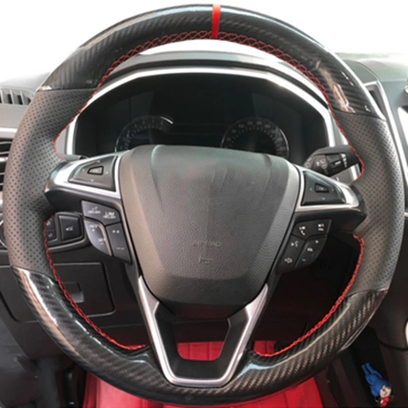 

Автомобильные аксессуары, черная замшевая оплетка, Ручное шитье, аксессуары для Ford Mondeo Fusion 2013-2019 EDGE 2015-2019