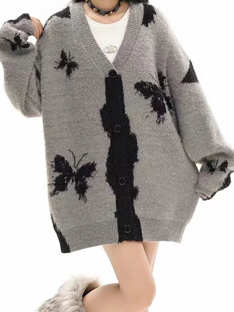 American High Street Couple look Cardigan sweater 2024 New Autumn and Winter Idle Sle All-Matching Knit Outerwear