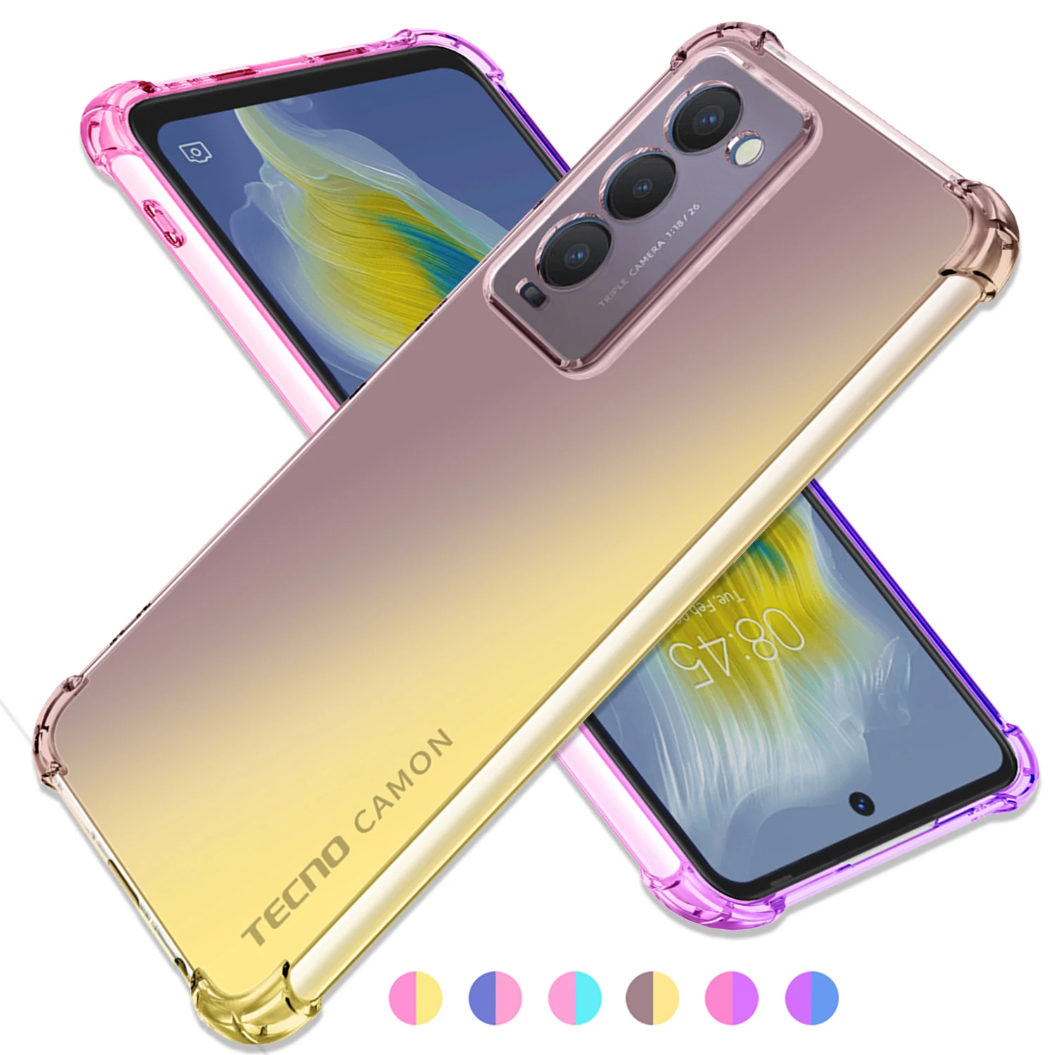 

For Tecno Camon 18 /Tecno Camon 18i /Tecno Camon 18 Premier/Tecno Camon 18 Phone Case, Hybrid Gradient TPU Bumper Flexible Cover