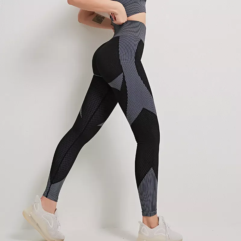 Fitness Leggings Women Sexy Leggings Striped Workout Push Up Pants High Waist Gym Pants Geometry Female