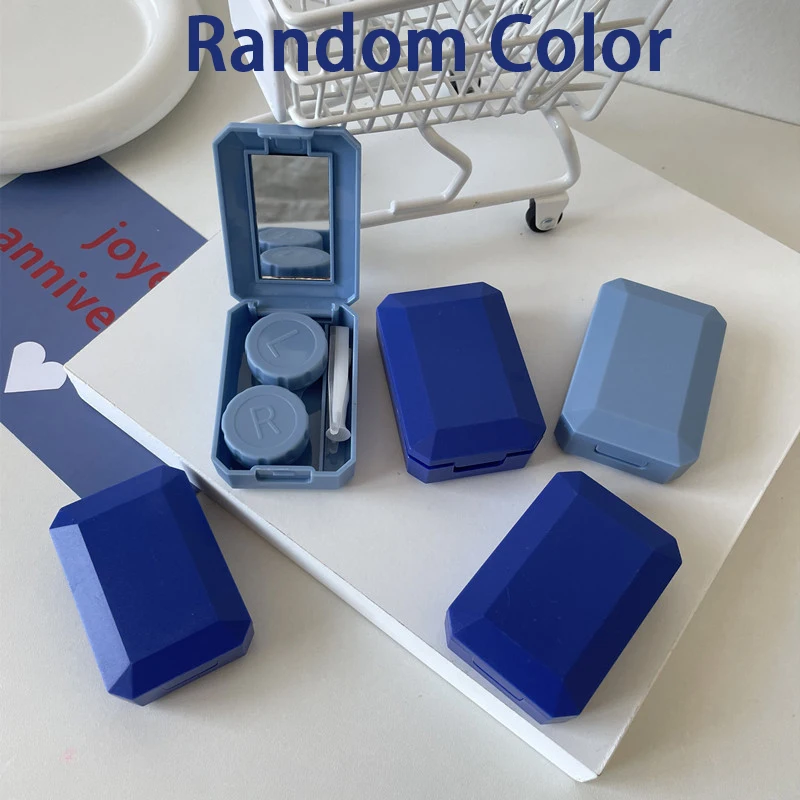

Random Mini Portable Solid Color Contact Lens Companion Care Box Ins Style Contact Lens Case With Mirror Kit Lenses Container