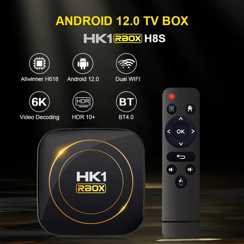 

HK1 RBOX H8S Android 12.0 TV Box Allwinner H618 6K 2.4G+5G Dual Wifi 4GB 64G 32GB BT4.0 Global Media Player Set Top BOX