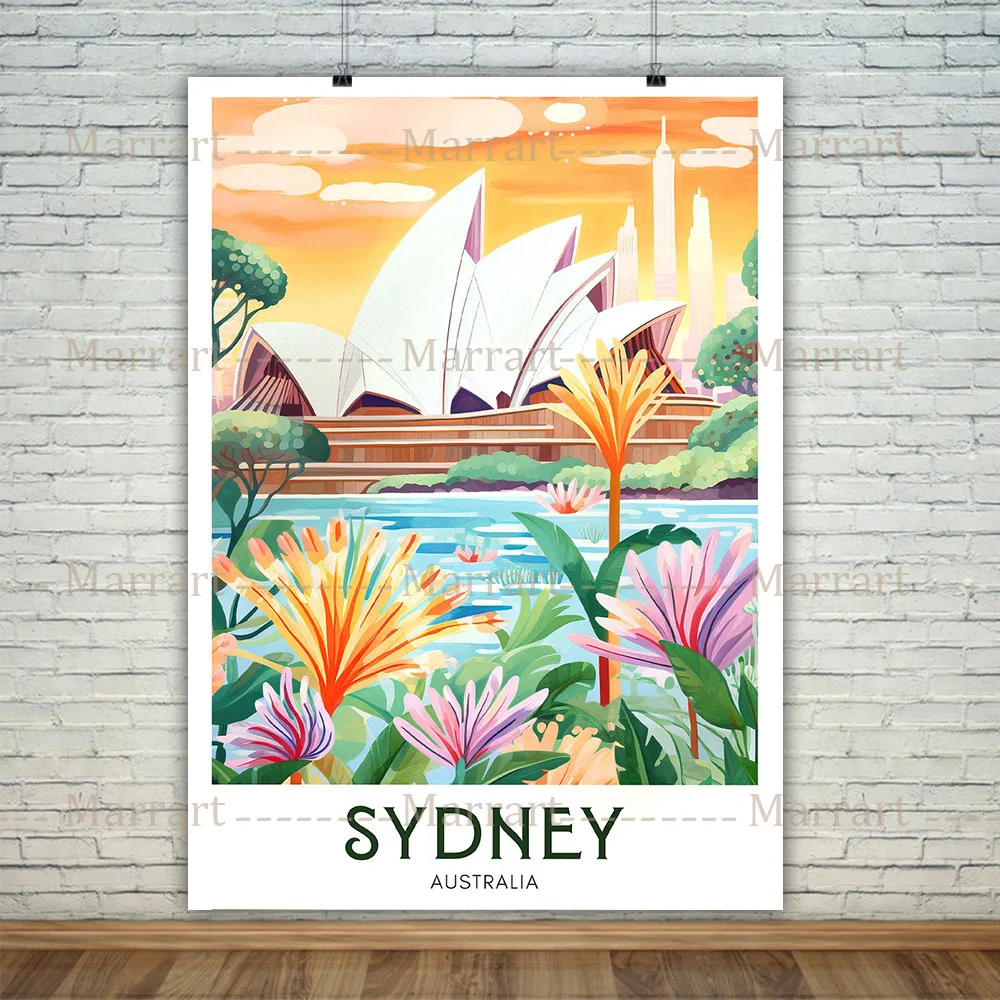 Принт Берлин Писа Одинapore Насторы Стотgart Сидней Таиланд Модный город путешествие