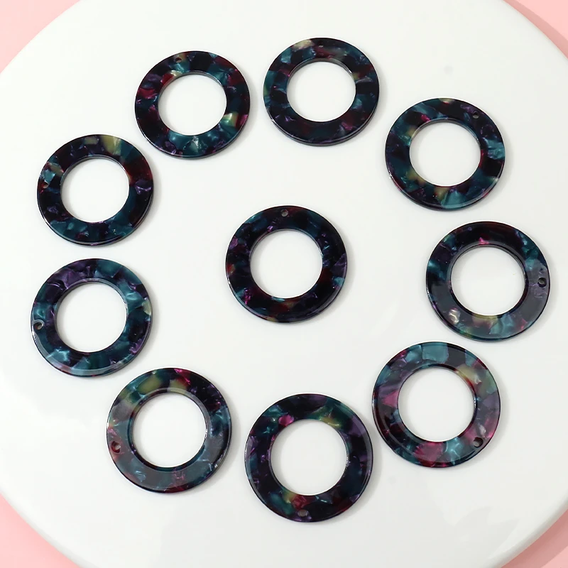 

10pcs 34x34mm Colorful Round Charms Pendant for DIY Jewelry Making Acetate Fiber Resin Party Christmas Decoration Accessories