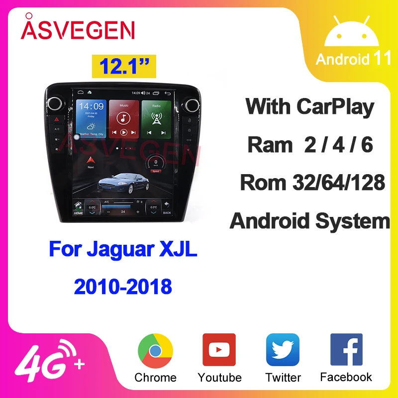 

Автомобильный видеоплеер для Jaguar XJL, мультимедийный плеер на Android 11, с экраном 12,1 дюйма, Bluetooth, зеркальным Link, GPS, Тесла