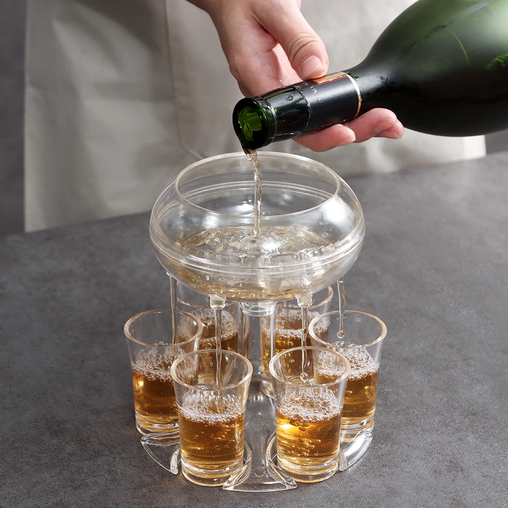 

Home Party Bar 6 Shot Dispenser For Alcohol Game Whisky Glass Drink Liquor Games Drinking Beer Holder Automatic Wine Pourer