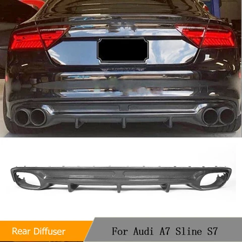 Диффузор заднего бампера из углеродного волокна для Audi A7 Sline S7 Бампер 2011-2014, диффузор заднего бампера, спойлер, комплекты кузова автомобиля
