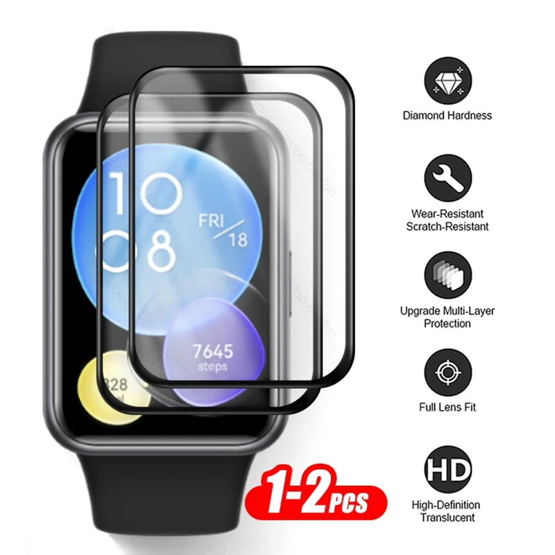 

Закругленное мягкое защитное стекло 9D для часов Huawei Watch Fit 2, защитная пленка для часов Hauwei, аксессуары для смарт-часов Fit2, 1-2 шт.