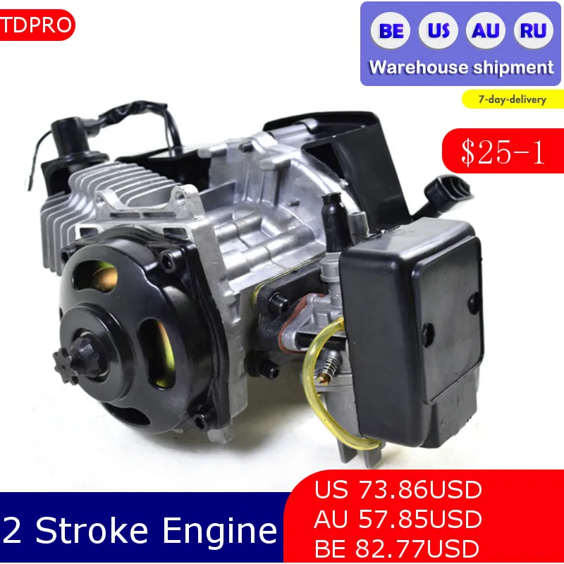 

TDPRO Motorcycle 2 Stroke Pull Start Engine Motor Kit Gas for 49cc 50cc Motorized Bicycle Scooter Blk Quad Dirt Bike ATV Buggy