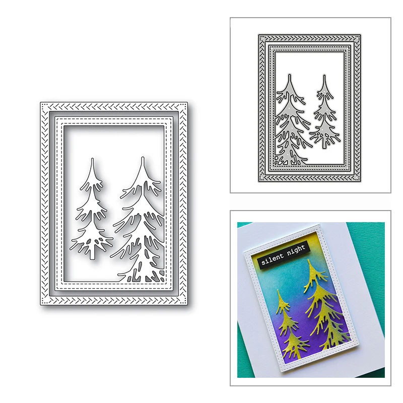 

Новинка 2022, сделай сам, прямоугольный металлический режущий штамп «зеленый лес» для скрапбукинга и изготовления карт, декоративное тиснени...