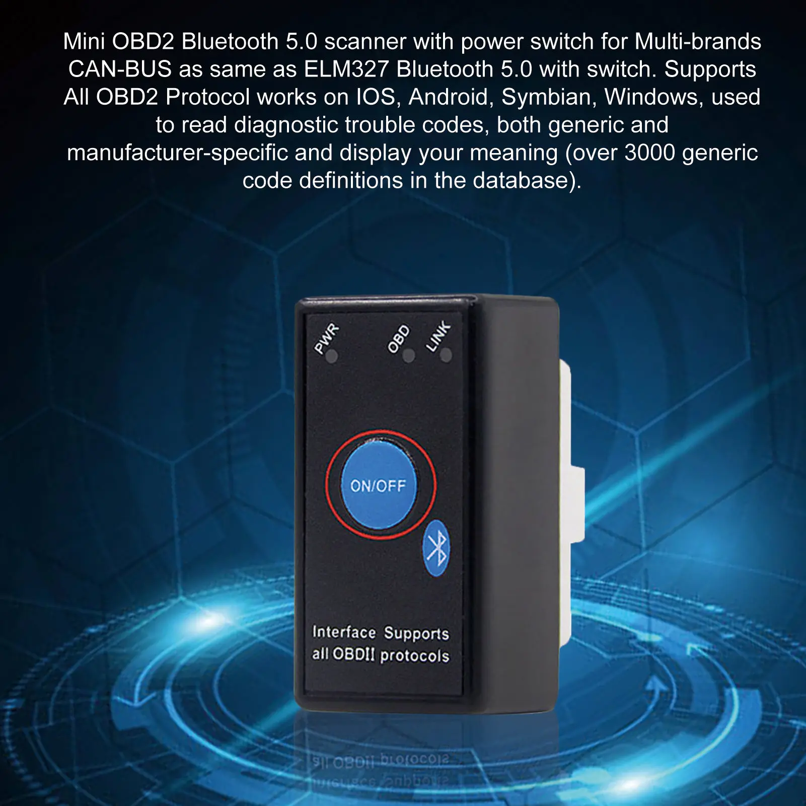 

ELM327 V 1,5 OBD2 сканер Bluetooth совместимый с чипом для Android OBD 2 Автомобильный диагностический инструмент OBD2 сканер инструмент