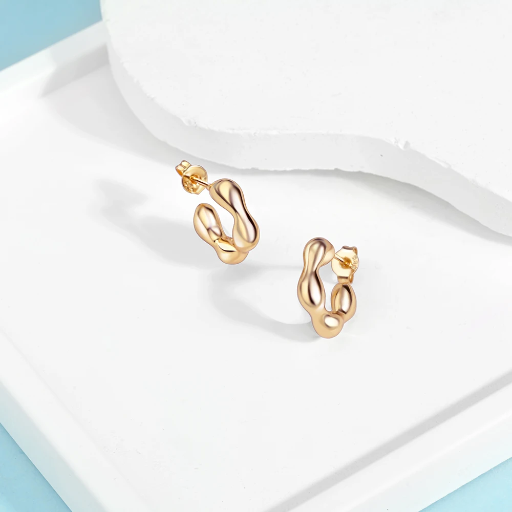 Минималистичные трехцветные серьги из стерлингового серебра 925 пробы розового