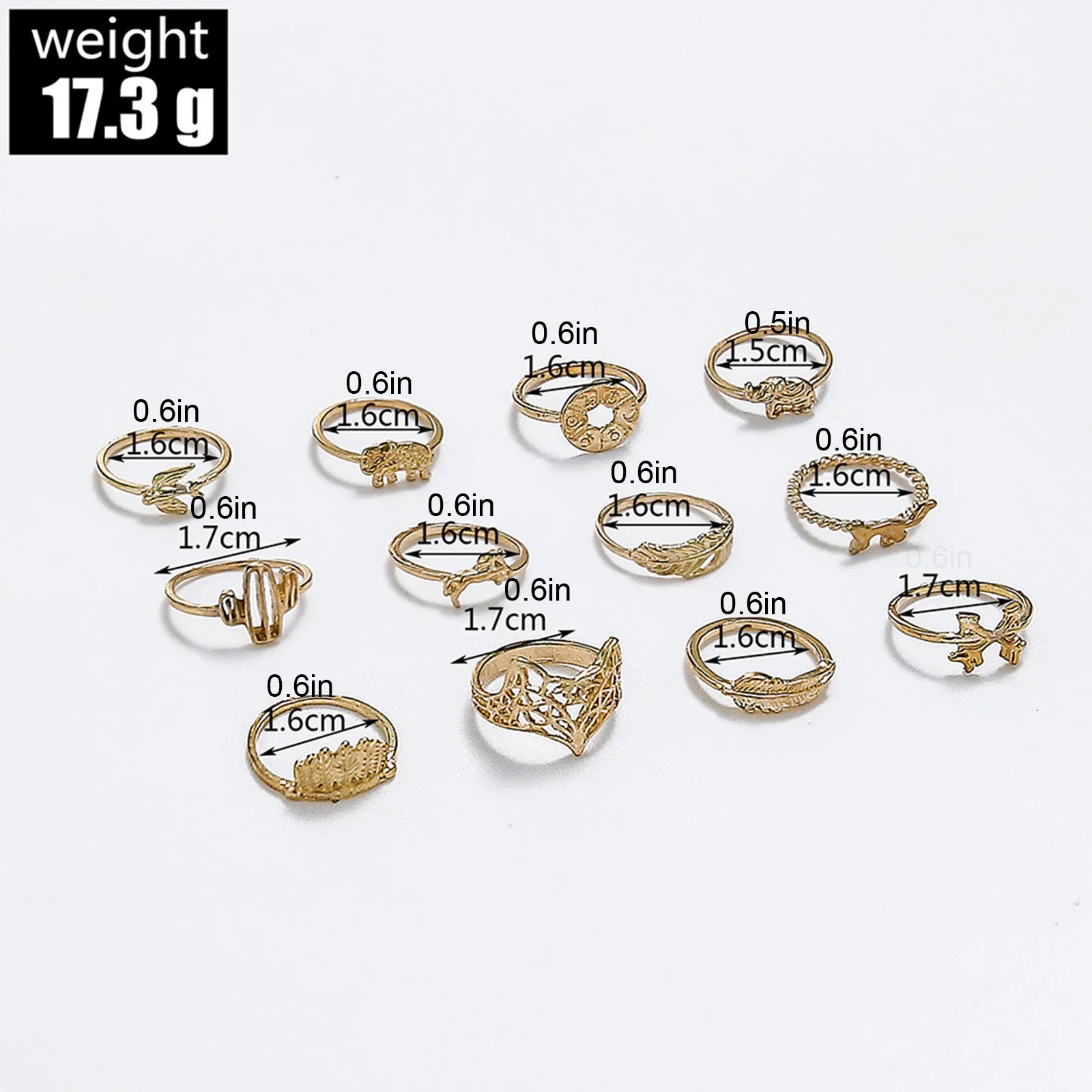 12 шт. набор женских колец в богемном стиле |