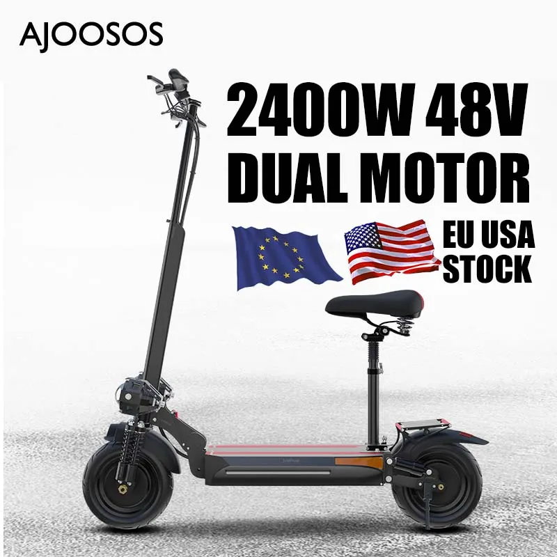 

Электрический скутер AJOOSOS 48 В 2400 Вт двойной мотор 65 км/ч скоростной электрический скутер с сиденьем двойной дисковый тормоз склад в США ЕС электросамокат